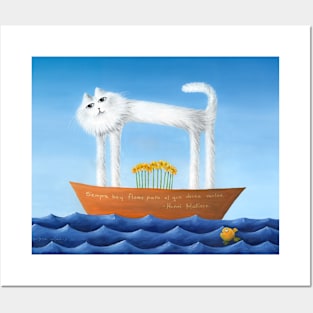 Skinny Cat in his Boat Posters and Art